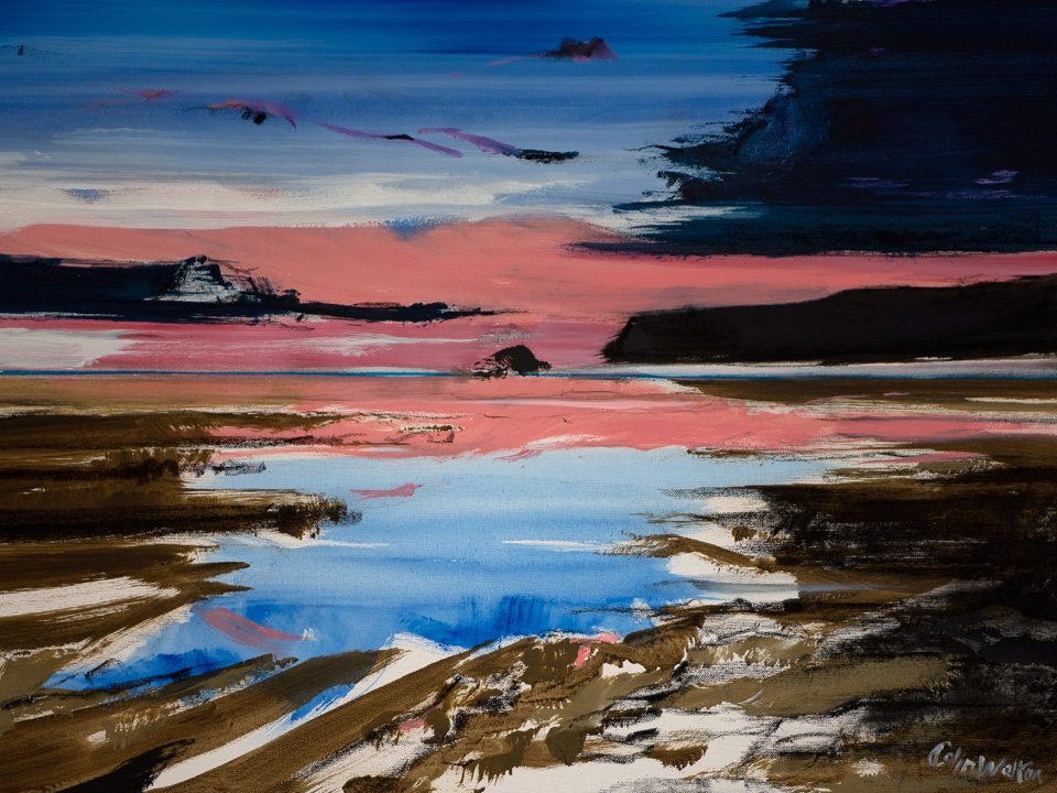 Original Painting from ColinWaltonArt.com; Title: Polzeath Sunset Cornwall; Code: CW-010